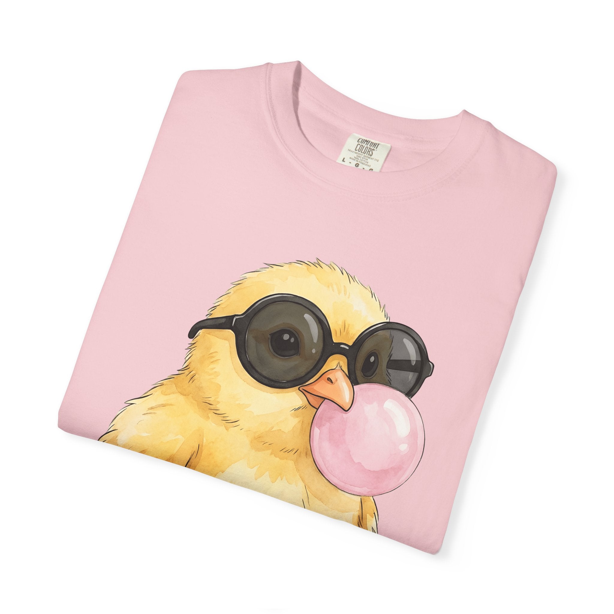 Baby Chick Glasses Shirt Easter Wildlife Gift Women Kawaii Tee Chick T-Shirt Easter Fan Chickadee Graphic Tshirt Brushstroke Chewing Gum