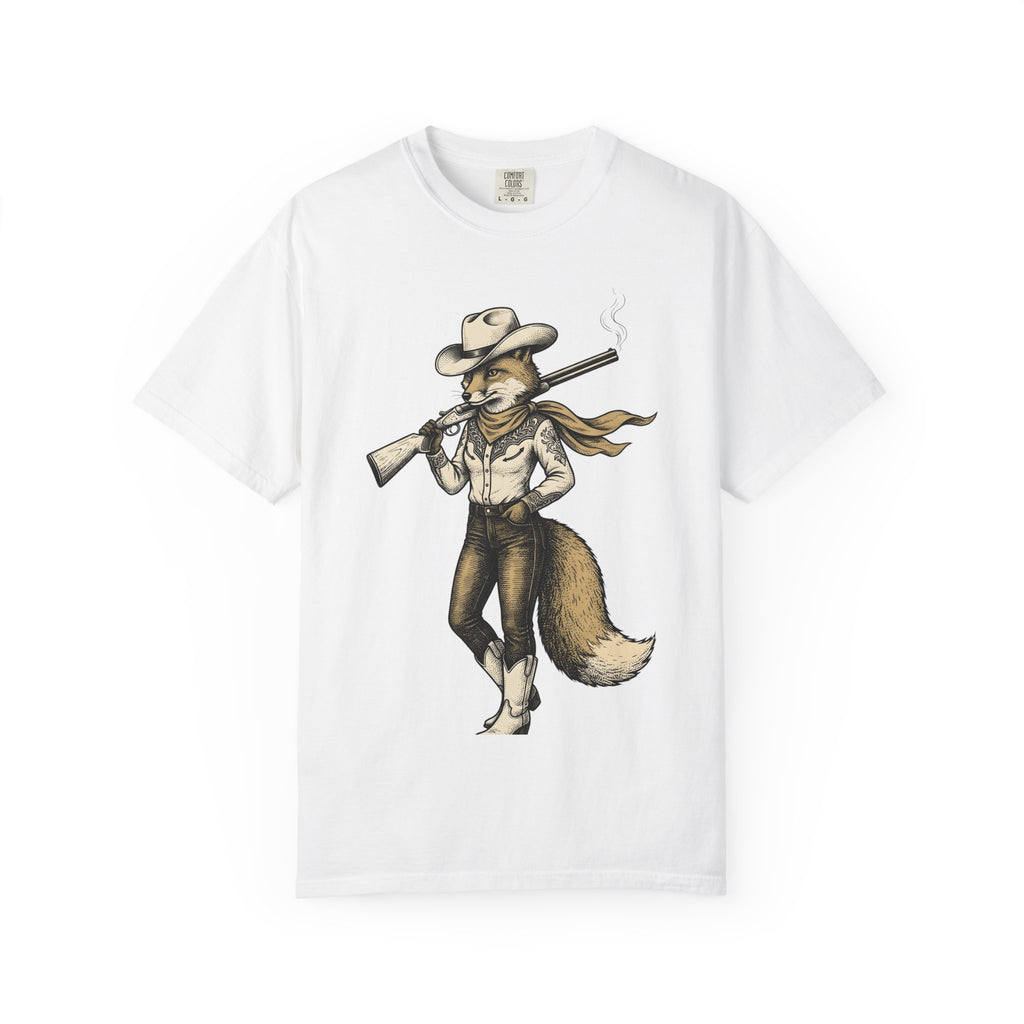 Fox Cowboy Shirt Cowgirl Ranch Gift Women Rustic Tee Fox T-Shirt Cowgirl Fan Vintage Tshirt Farm Graphic Sketch Gun Tshirt