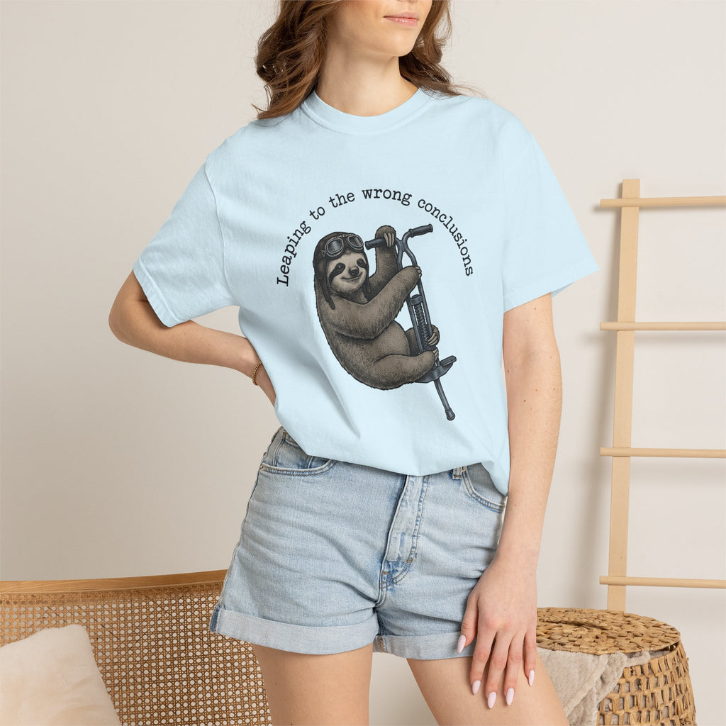 Sloth Pogo Shirt Funny Wildlife Gift Women Sketch Tee Sloth T-Shirt Humor Fan Drawing Graphic Retro Pilot Goggles Tshirt