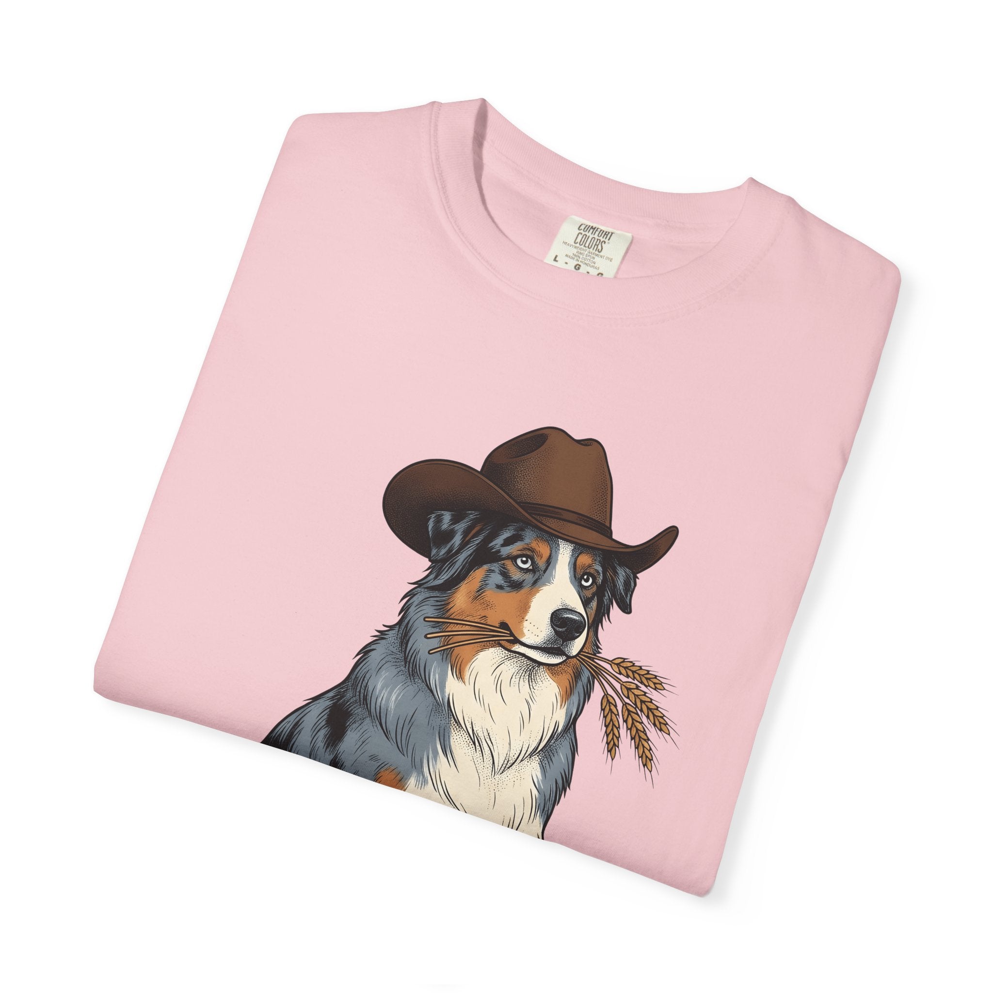 Shepherd Dog Shirt Dog Rodeo Gift Women Old School Tee Sheepdog T-Shirt Dog Fan Vintage Tshirt Rodeo Graphic Line Art Cowgirl Hat Tshirt