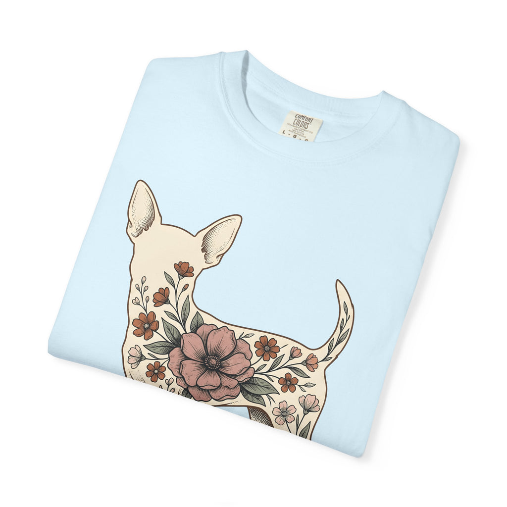 Chihuahua Bloom Shirt Dog Bouquet Gift Women Garden Tee Puppy T-Shirt Dog Fan Floral Tshirt Floral Graphic Hand Drawn Meadow Flowers Tshirt