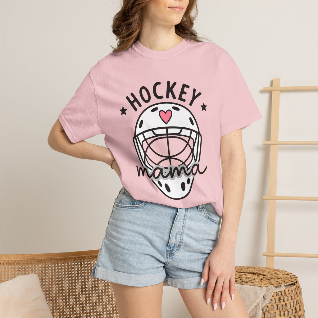 Hockey Helmet Shirt Moms Sports Gift Women Cute Tee Hockey Mask T-Shirt Mom Fan Hockey Mom Graphic Illustration Hand Drawn Heart Tshirt