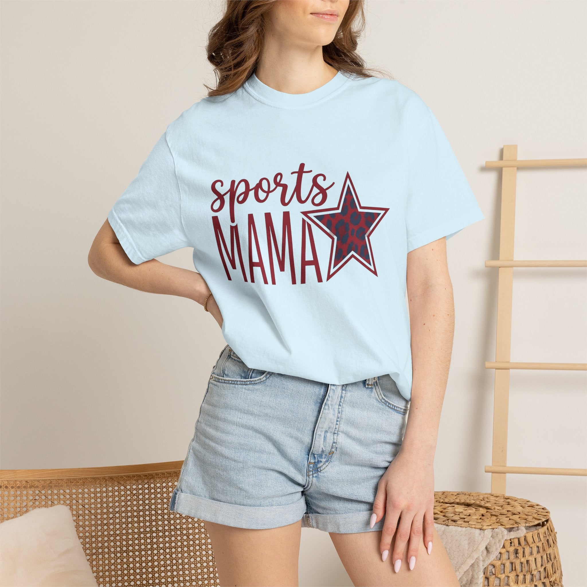 Leopard Print Star Shirt Mom Sports Gift Women Bold Tee Star Print T-Shirt Mom Fan Graphic Design Illustration Retro Animal Print Tshirt