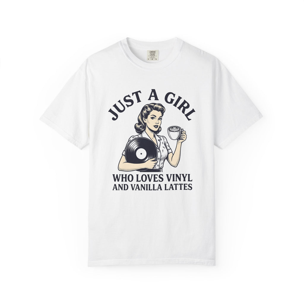 Nostalgic Female Coffee Disc Shirt Coffee Tunes Gift Women Antique Tee Coffee Saucer T-Shirt Java Fan Vintage Tshirt Music Graphic Cartoon