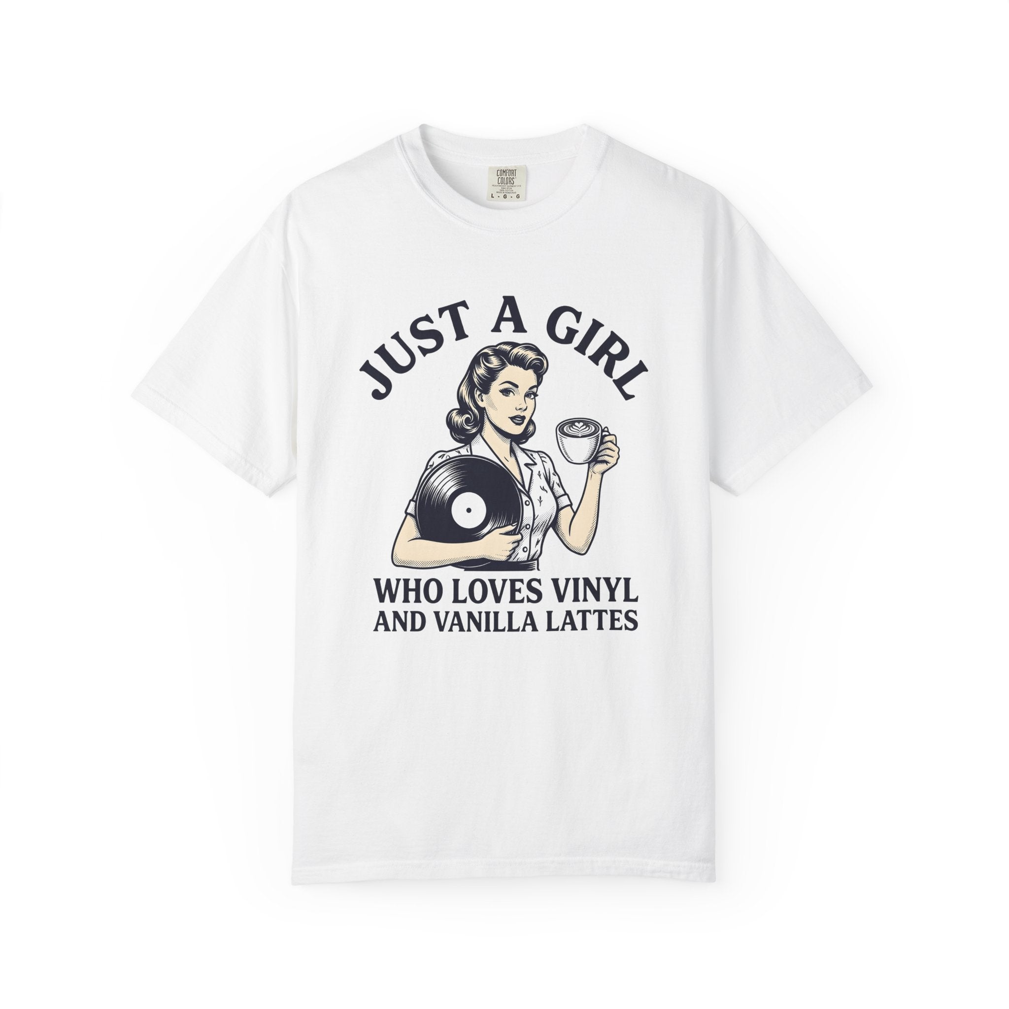 Nostalgic Female Coffee Disc Shirt Coffee Tunes Gift Women Antique Tee Coffee Saucer T-Shirt Java Fan Vintage Tshirt Music Graphic Cartoon