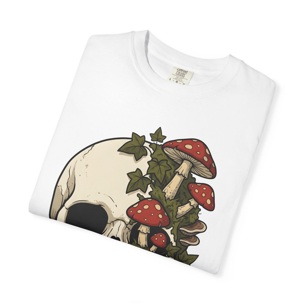 Skull Mushrooms Shirt Gothic Nature Gift Women Tattoo Tee Fungus T-Shirt Goth Fan Ink Tshirt Wilderness Graphic Vintage Ivy Tshirt