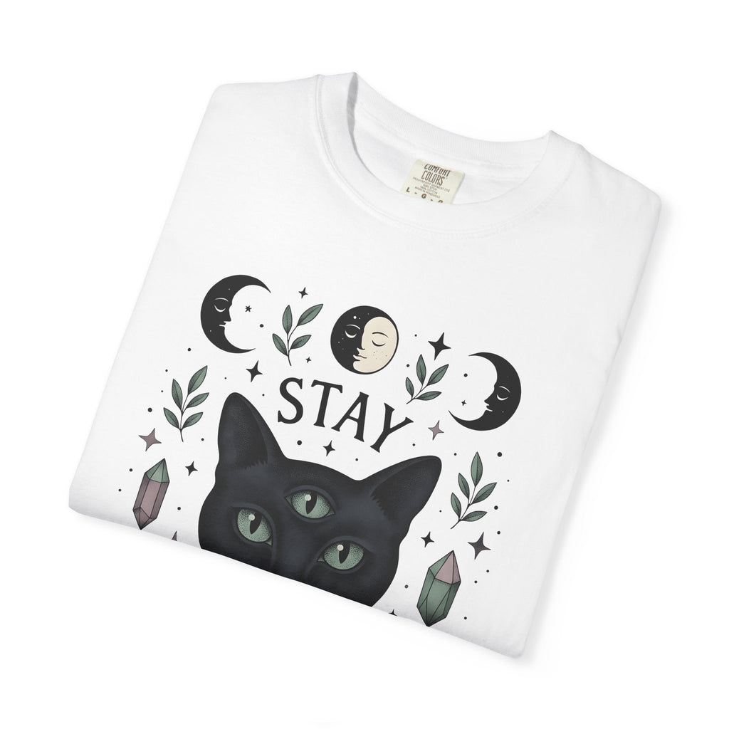 Mystical Cat Shirt Boho Chic Esoteric Gift Women Bohemian Tee Cat T-Shirt Hippie Fan Tribal Tshirt Occult Graphic Line Art Quartz Tshirt