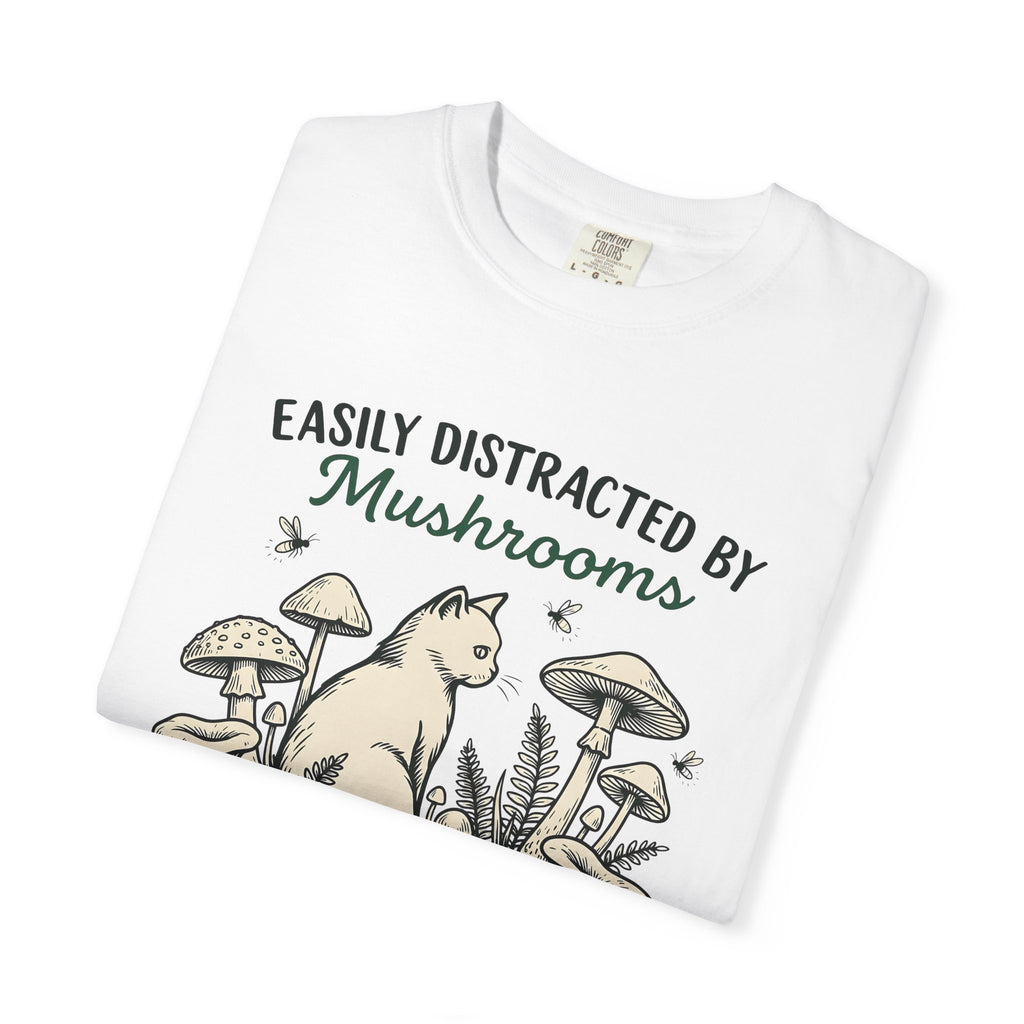 Feline Mushrooms Shirt Cat Environment Gift Women Cartoon Tee Fungal T-Shirt Cat Fan Funnies Tshirt Eco Graphic Classic Mollusk Tshirt