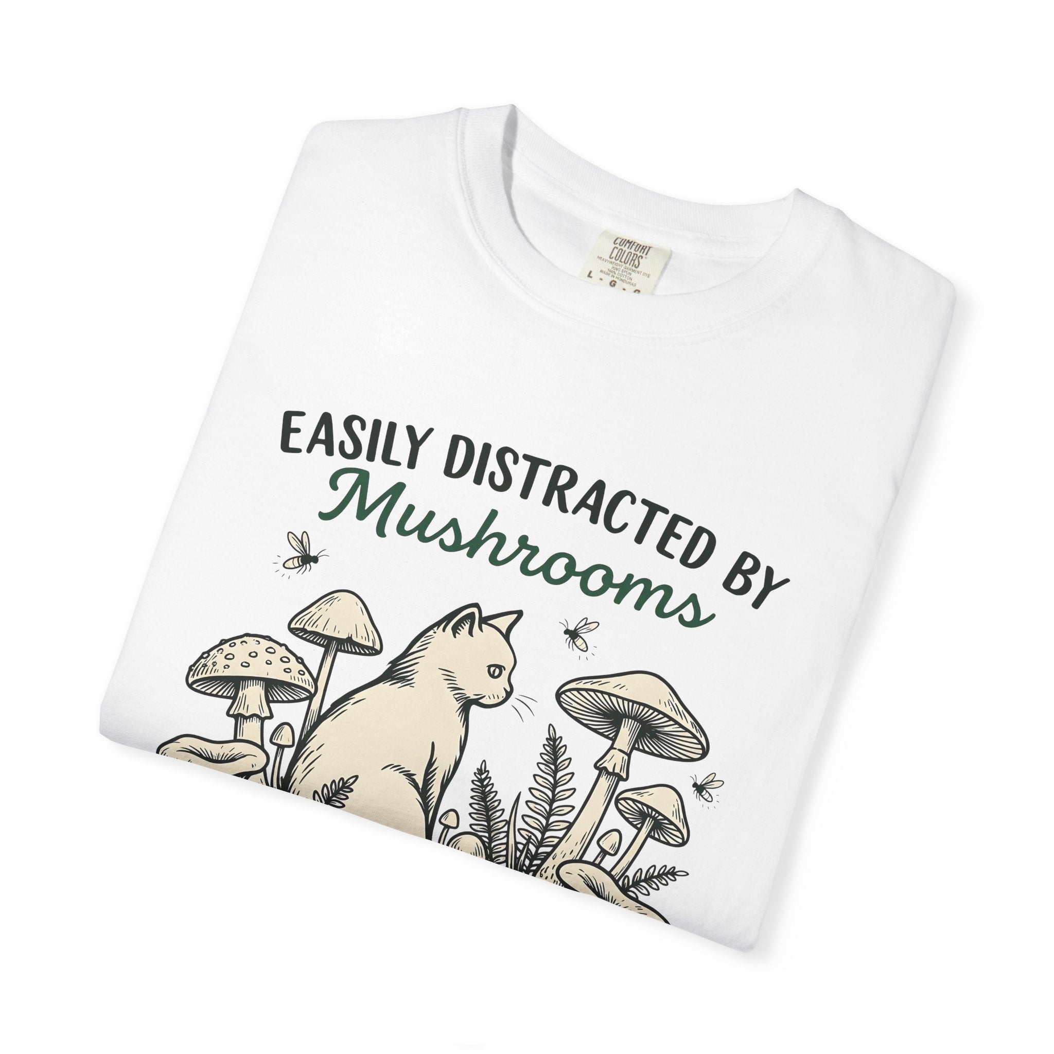 Feline Mushrooms Shirt Cat Environment Gift Women Cartoon Tee Fungal T-Shirt Cat Fan Funnies Tshirt Eco Graphic Classic Mollusk Tshirt
