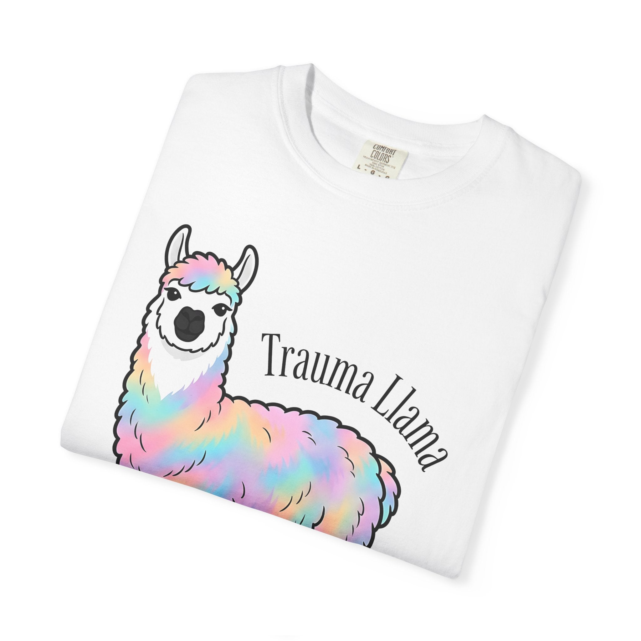 Rainbow Llama Shirt Animals Humor Gift Women Cartoon Tee Alpaca T-Shirt Creature Fan Toon Tshirt Funny Graphic Kawaii Pastel Fur Tshirt