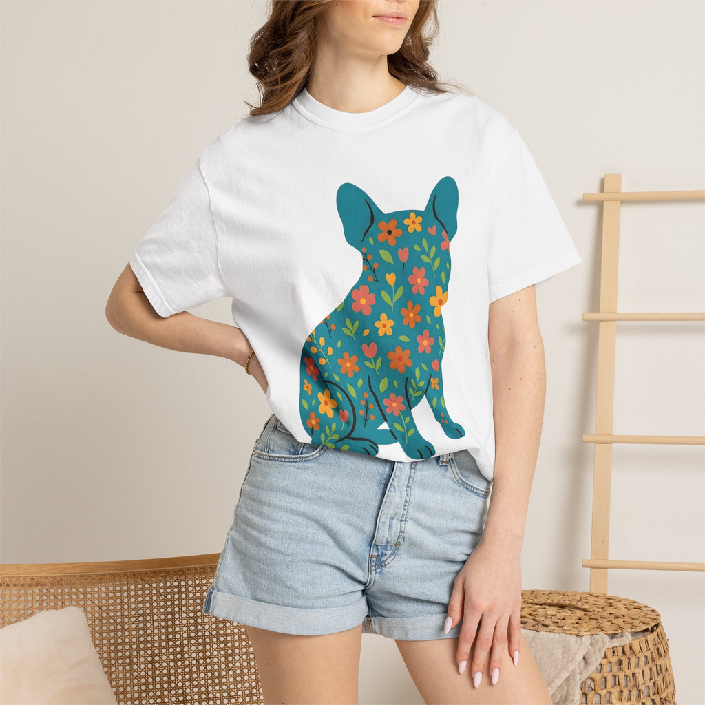 French Bulldog Shirt Dog Pet Gift Women Floral Tee Bulldog T-Shirt Dog Fan Puppy Graphic Dog Graphic Minimalist Flowers Tshirt