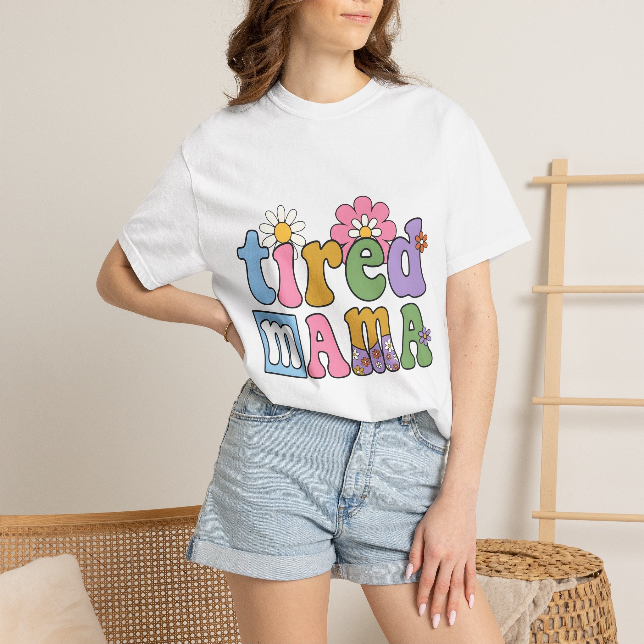 Daisy Bloom Font Shirt Moms Kid Care Gift Women Hippie Tee Floral Typography T-Shirt Motherhood Fan Boho Tshirt Childcare Graphic Old School