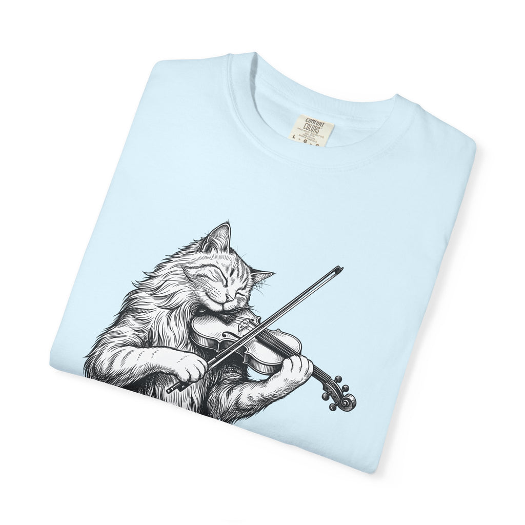 Pussycat Viola Shirt Cat Tunes Gift Women Doodle Tee Kitten T-Shirt Cat Fan Kitty Tshirt Melody Graphic Classic Acoustic Instrument Tshirt