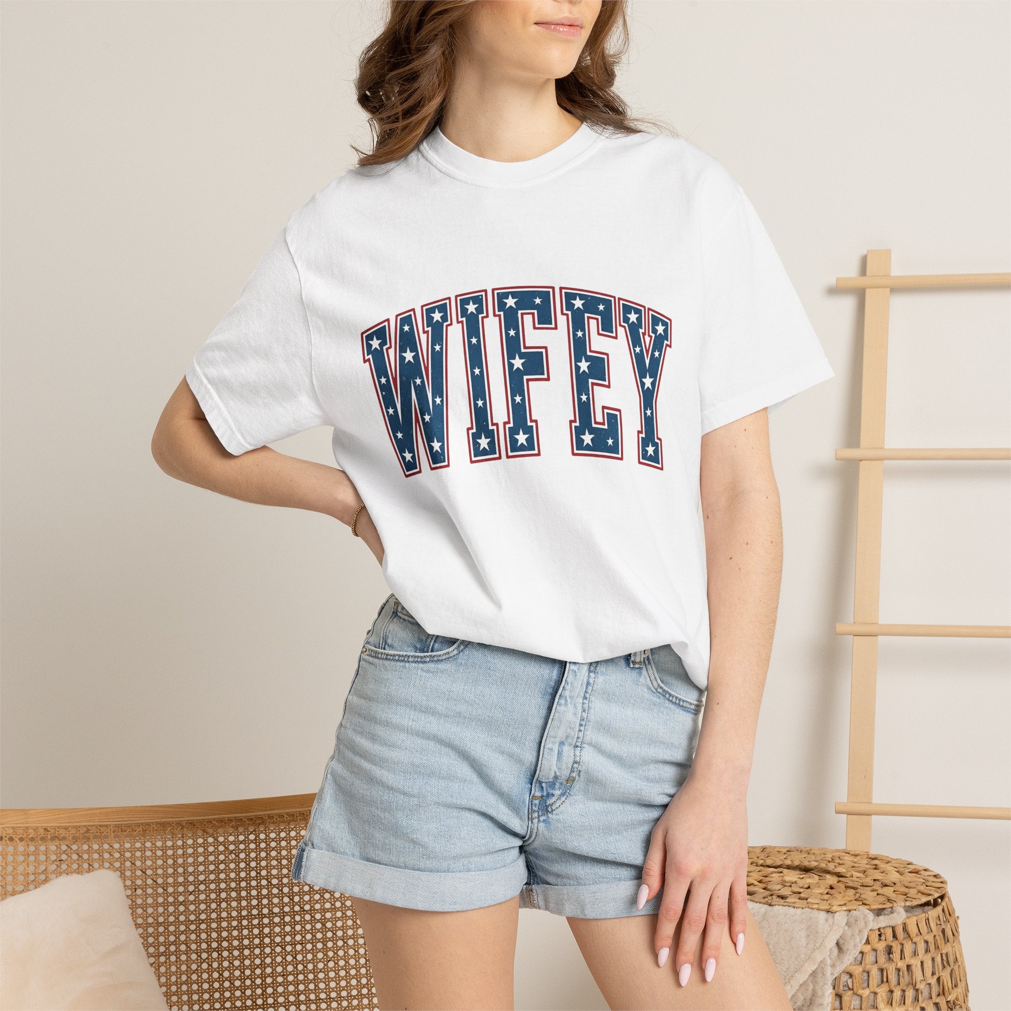 Star Pattern Text Shirt 4th Of July Wedding Gift Women Patriotic Tee Typography T-Shirt Independence Day Fan American Tshirt Bridal Graphic