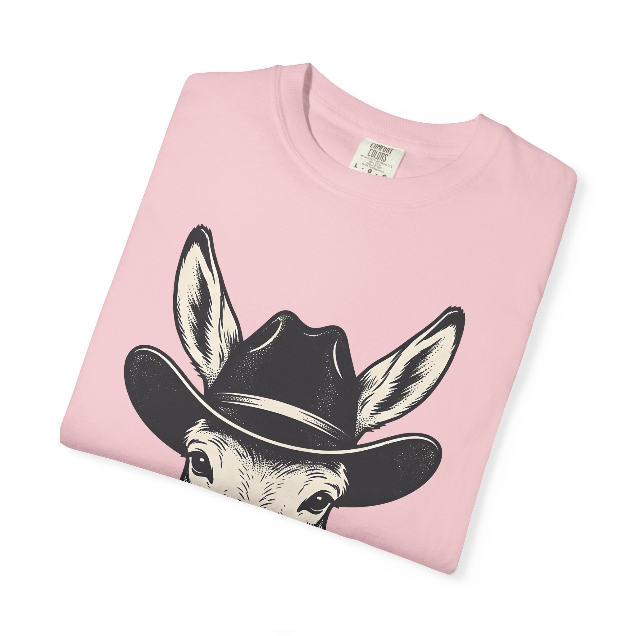 Donkey Cowboy Hat Shirt Cowgirl Western Gift Women Hand Drawn Tee Burro T-Shirt Rodeo Fan Cowboy Graphic Tshirt Vintage Western Hat Tshirt
