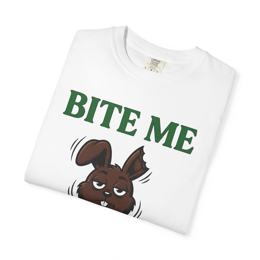 Chocolate Bunny Shirt Easter Humor Gift Women Cartoon Tee Easter Bunny T-Shirt Easter Fan Comic Tshirt Funny Graphic Vintage Bow Tie Tshirt