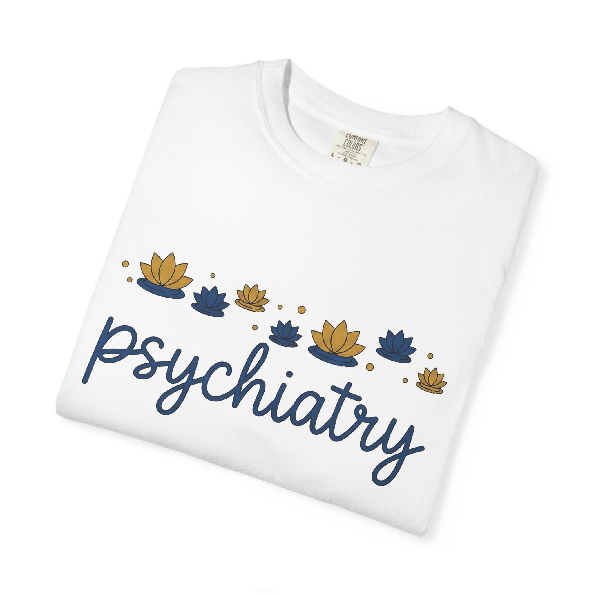 Lotus Blossom Design Shirt Psychiatry Meditation Gift Women Contemporary Tee Waterlily T-Shirt Mental Health Enthusiast Modern Tshirt
