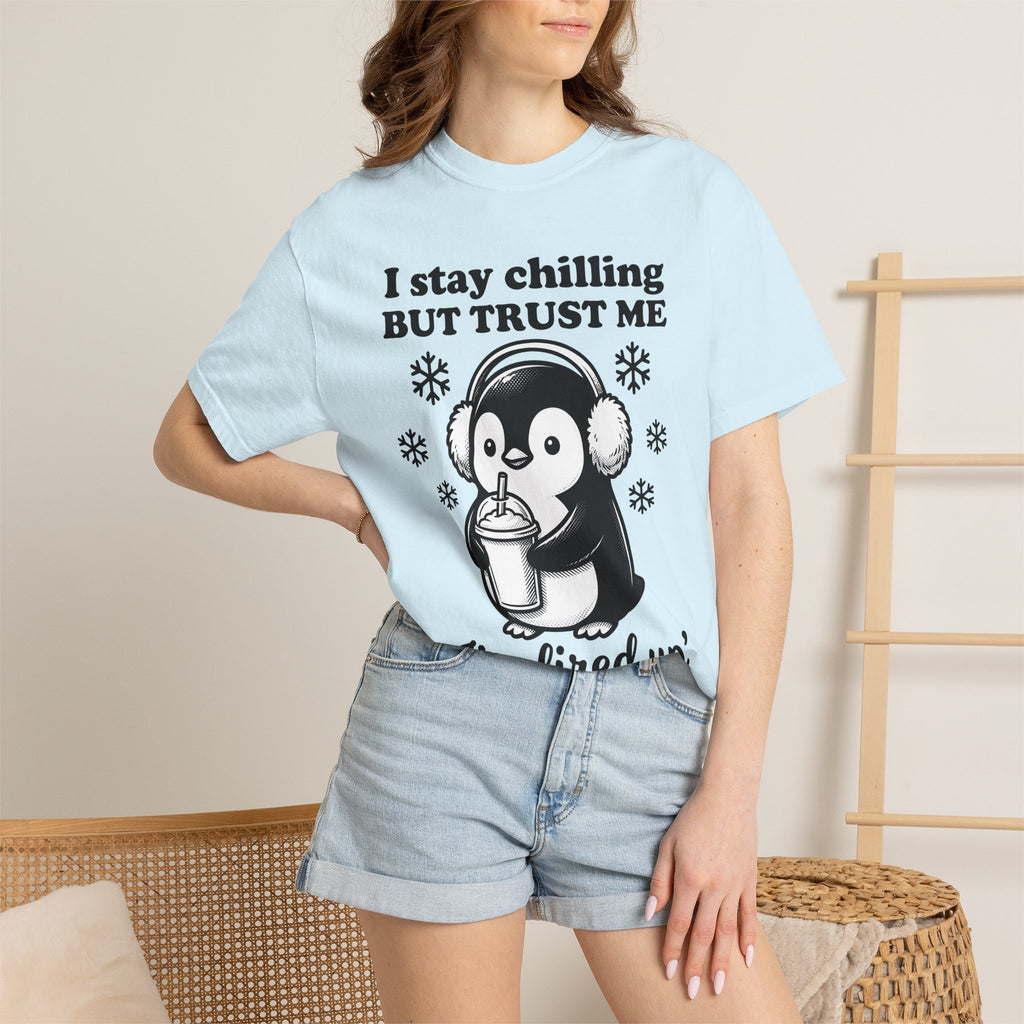 Penguin Drink Shirt Funny Fauna Gift Women Hand Drawn Tee Puffin T-Shirt Comedian Fan Cartoon Tshirt Wildlife Graphic Classic Frozen Flakes