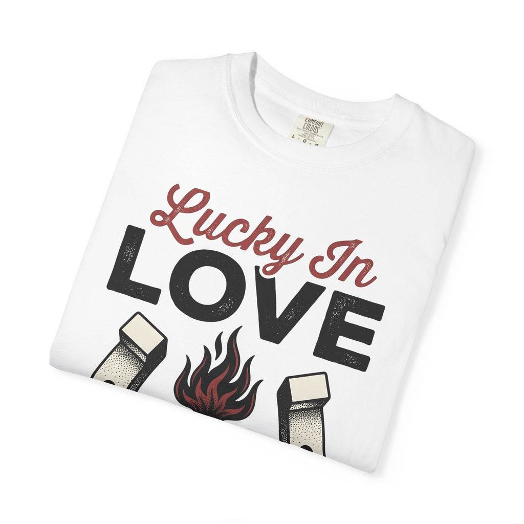Flaming Heart Horseshoe Shirt St Valentines Day Love Gift Women Tattoo Tee Horseshoe T-Shirt Valentine Fan Ink Tshirt Romance Graphic