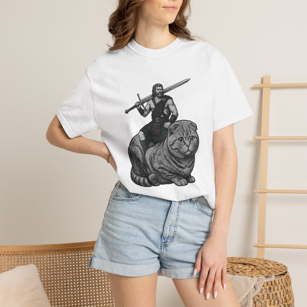 Warrior Cat Shirt Cat Fantasy Gift Women Vintage Tee Feline T-Shirt Cat Fan Retro Tshirt Mythical Graphic Hand Drawn Sword Tshirt