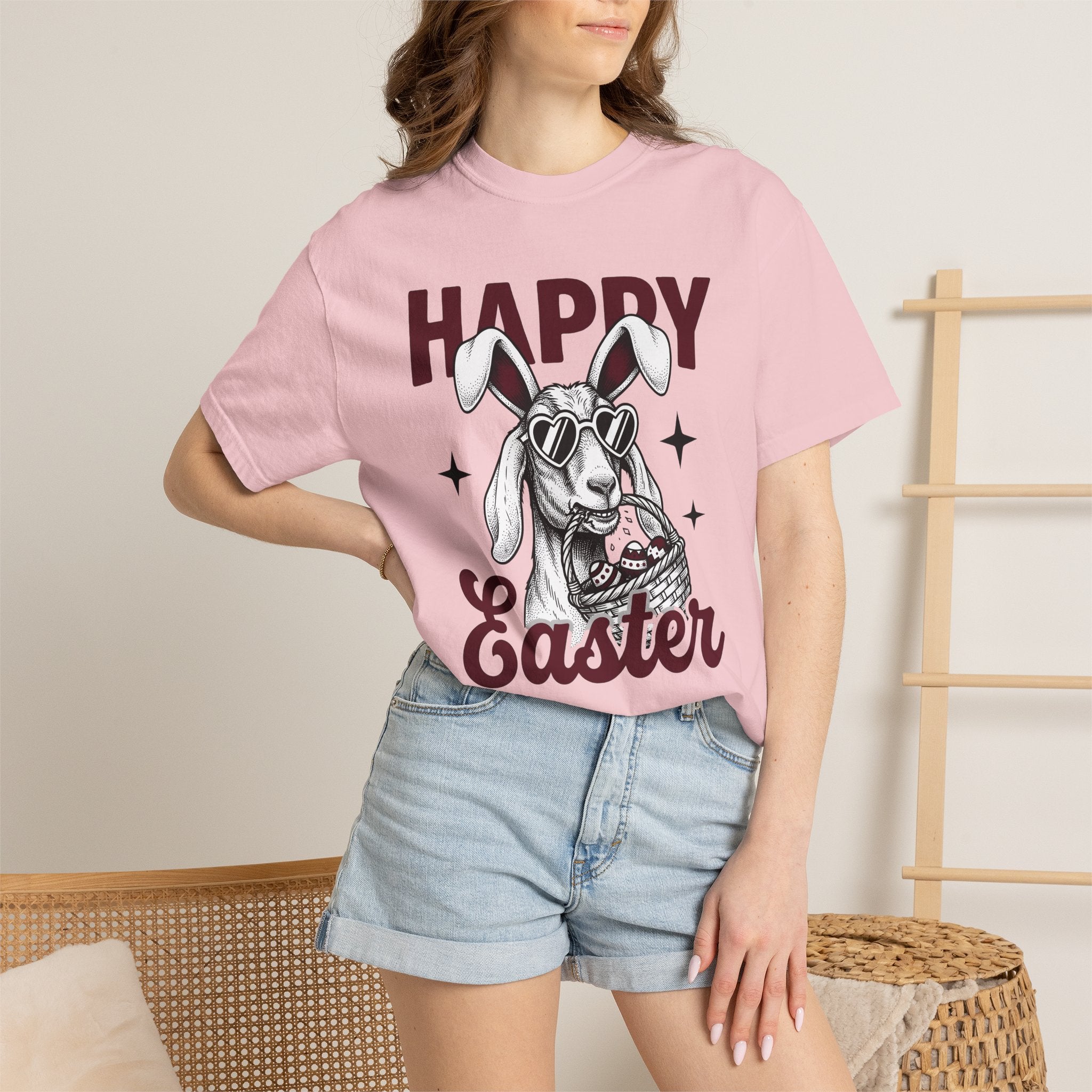 Bunny Glasses Shirt Easter Festivity Gift Women Cartoon Tee Specs T-Shirt Easter Fan Comic Tshirt Celebration Graphic Line Art Egg Container