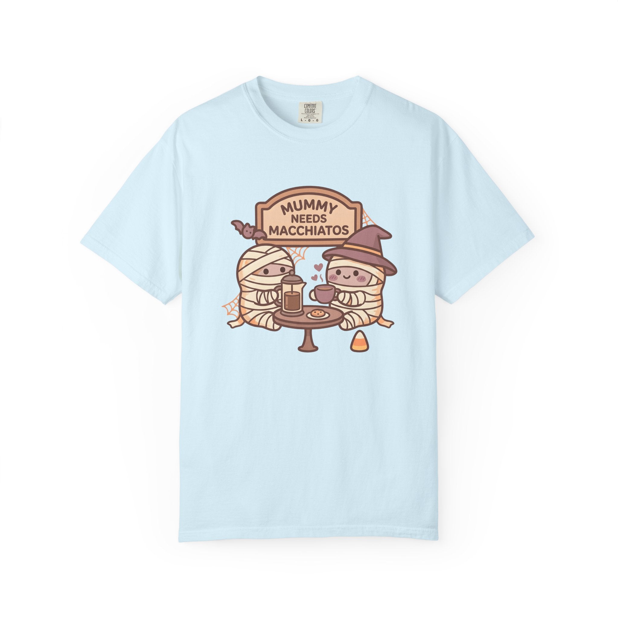 Coffee Mummy Shirt Halloween Espresso Gift Women Cute Tee Mummy T-Shirt Horror Fan Kawaii Tshirt Coffee Graphic Comic Coffee Maker Tshirt