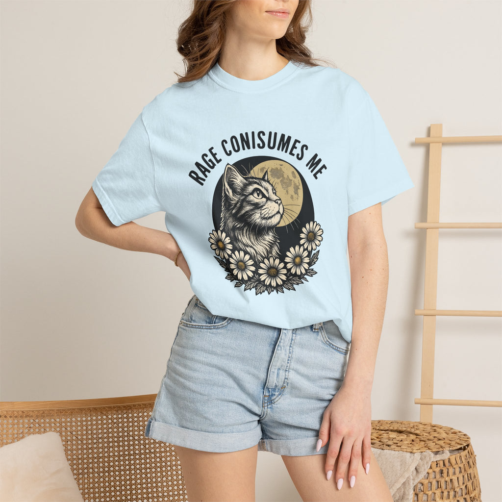 Kitty Moon Shirt Cat Flowers Gift Women Retro Tee Cat T-Shirt Cat Fan Vintage Tshirt Floral Graphic Sketch Sunflower Tshirt
