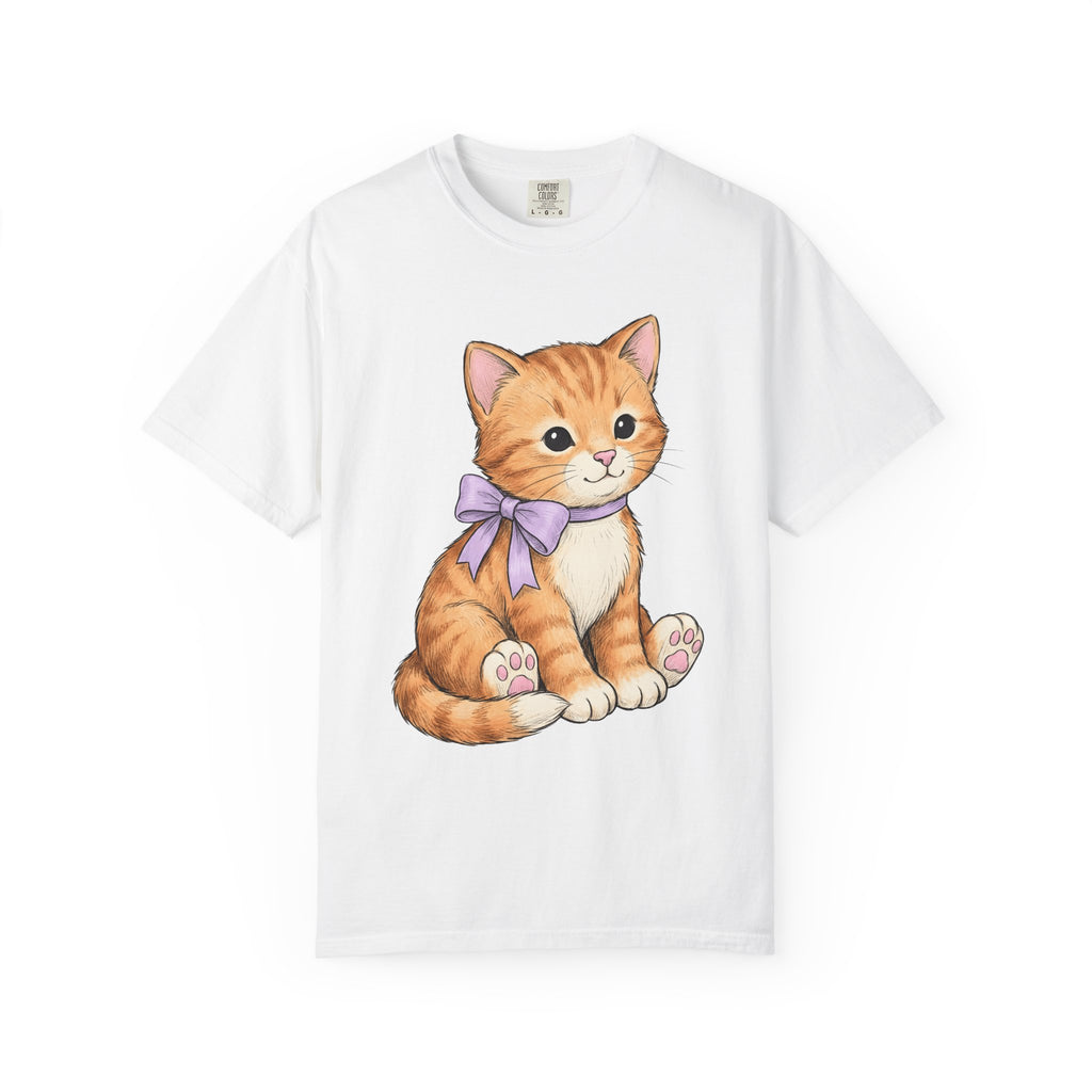 Ginger Cat Shirt Cat Animal Gift Women Kawaii Tee Kitten T-Shirt Cat Fan Feline Tshirt Wildlife Graphic Sketch Ribbon Tshirt
