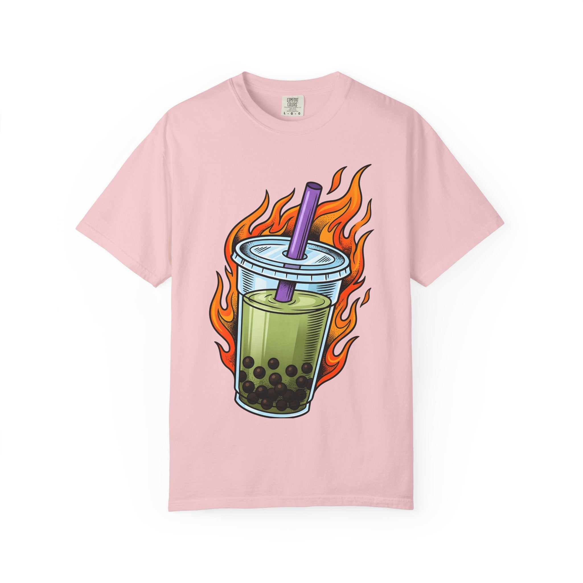 Bubble Tea Shirt Drinks Cuisine Gift Women Neon Tee Boba T-Shirt Beverage Fan Milk Tea Tshirt Food Graphic Comic Fire Tshirt