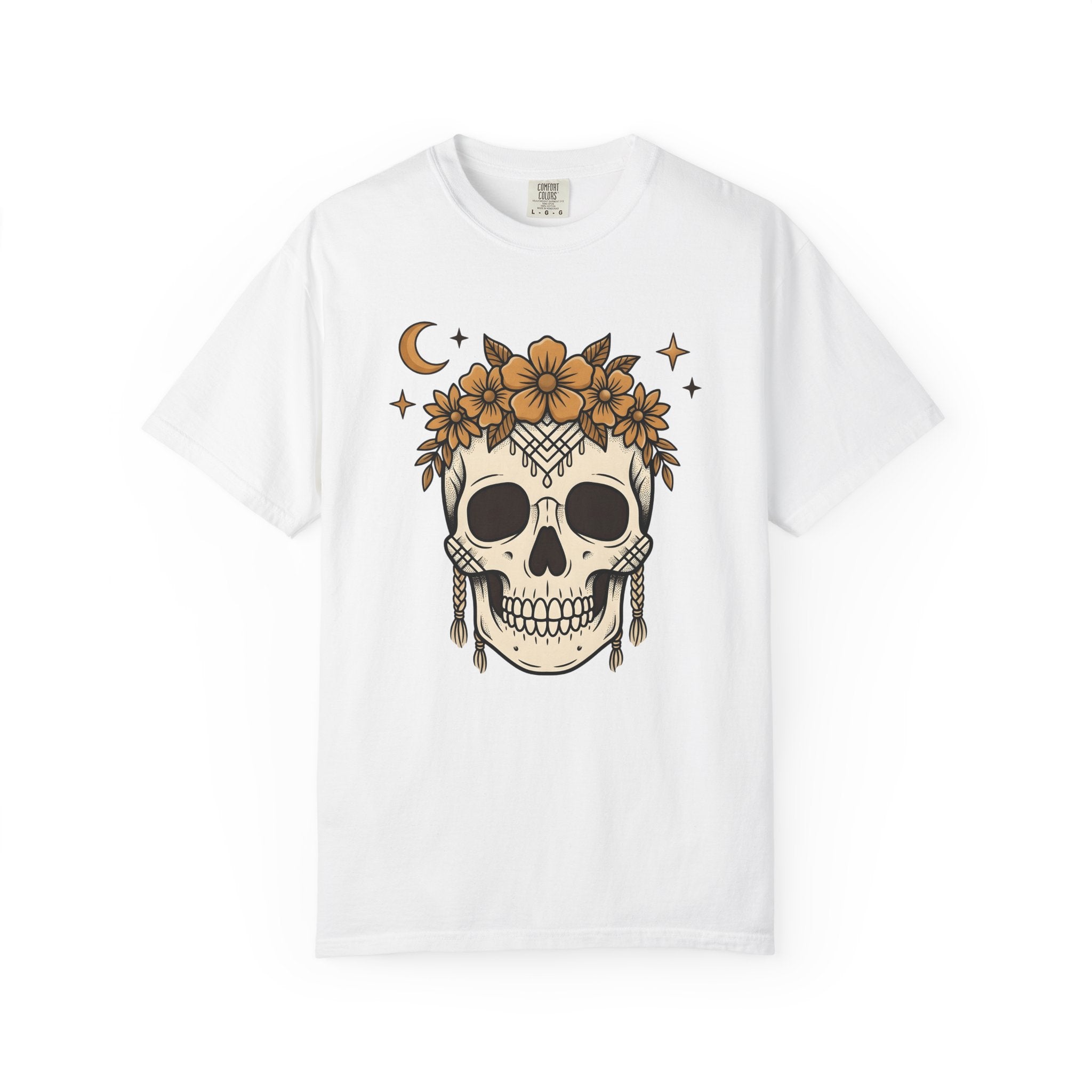 Skeleton Floral Shirt Halloween Macabre Gift Women Flash Tee Skull Flower T-Shirt Horror Fan Tattoo Tshirt Dark Graphic Ethnic Night Orb