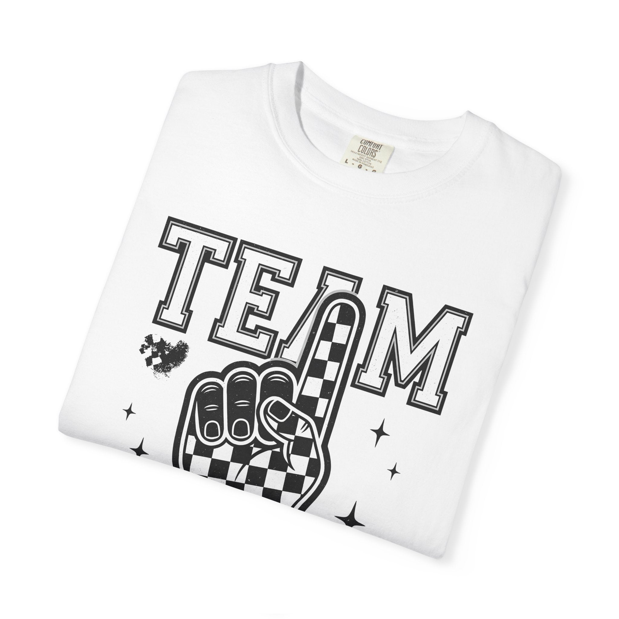Checkered Foam Finger Shirt Moms Sports Gift Women Vintage Tee Foam Finger T-Shirt Mom Fan Retro Tshirt Athletic Graphic Sports Graphic Tee