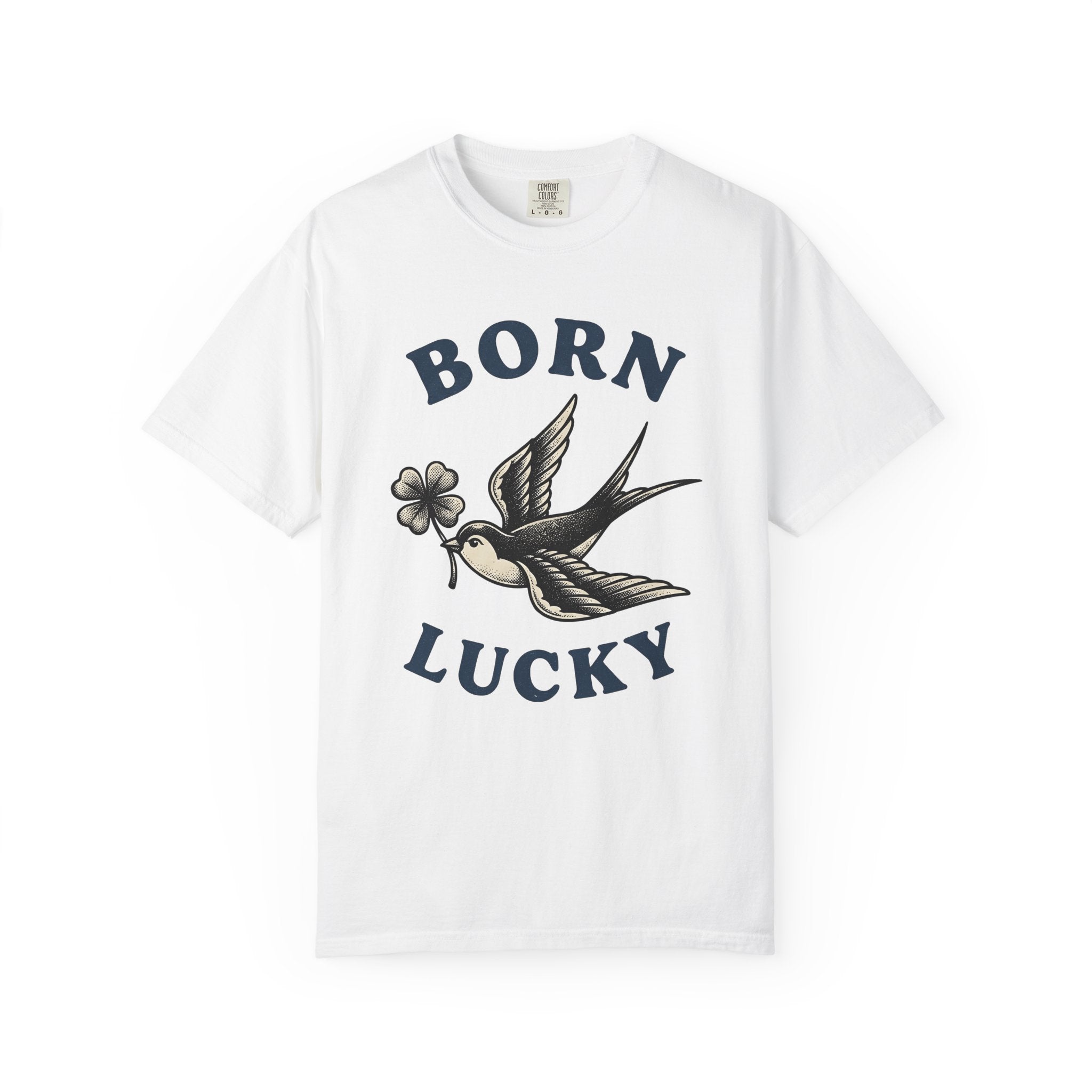 Swallow Bird Shirt St Patrick's Day Amulet Gift Women Hand Drawn Tee Swallow T-Shirt Luck Fan Illustrated Tshirt Charm Graphic Sketch