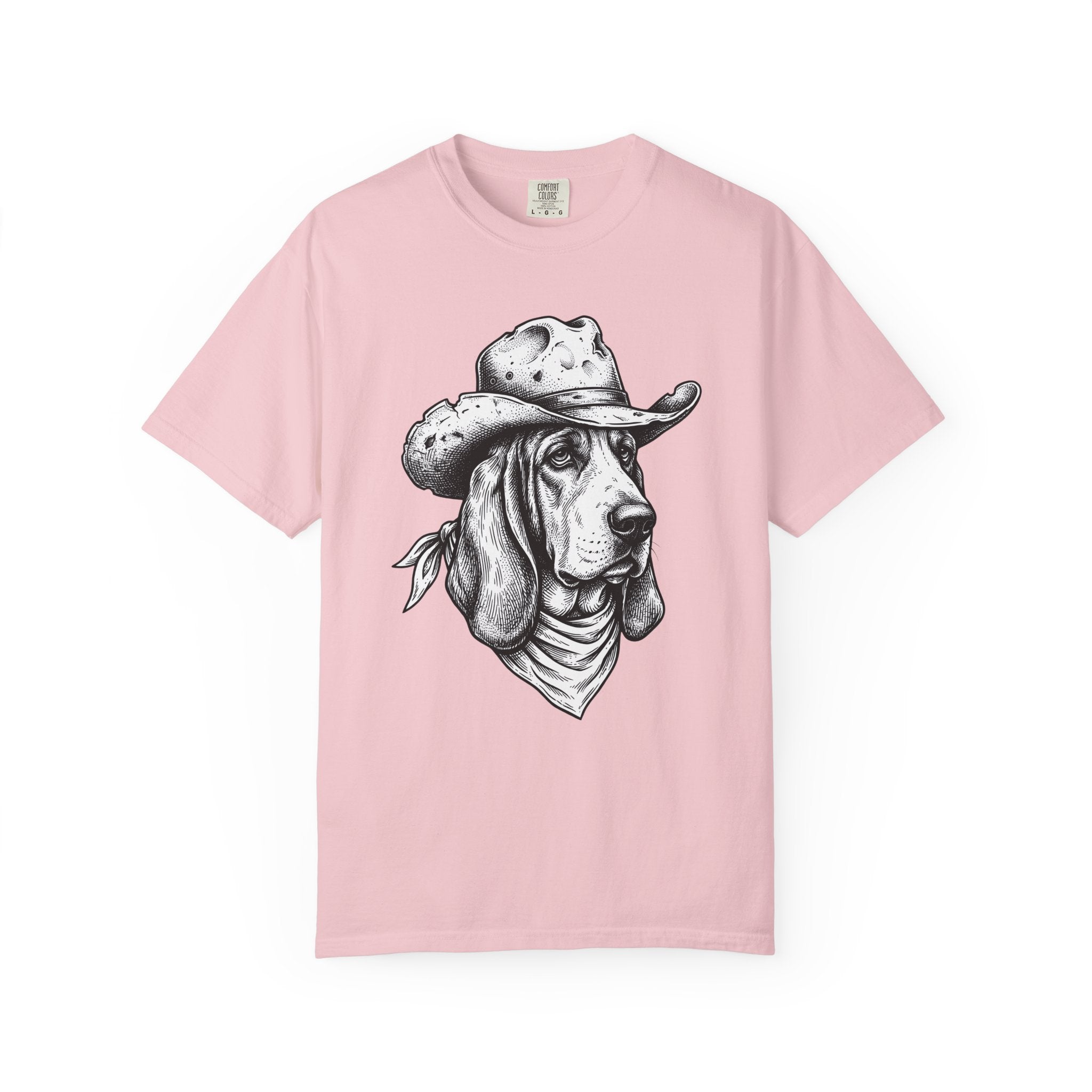 Basset Hound Western Shirt Dog Cowboys Gift Women Sketch Tee Hound T-Shirt Dog Fan Drawing Graphic Tshirt Retro Neckerchief Tshirt
