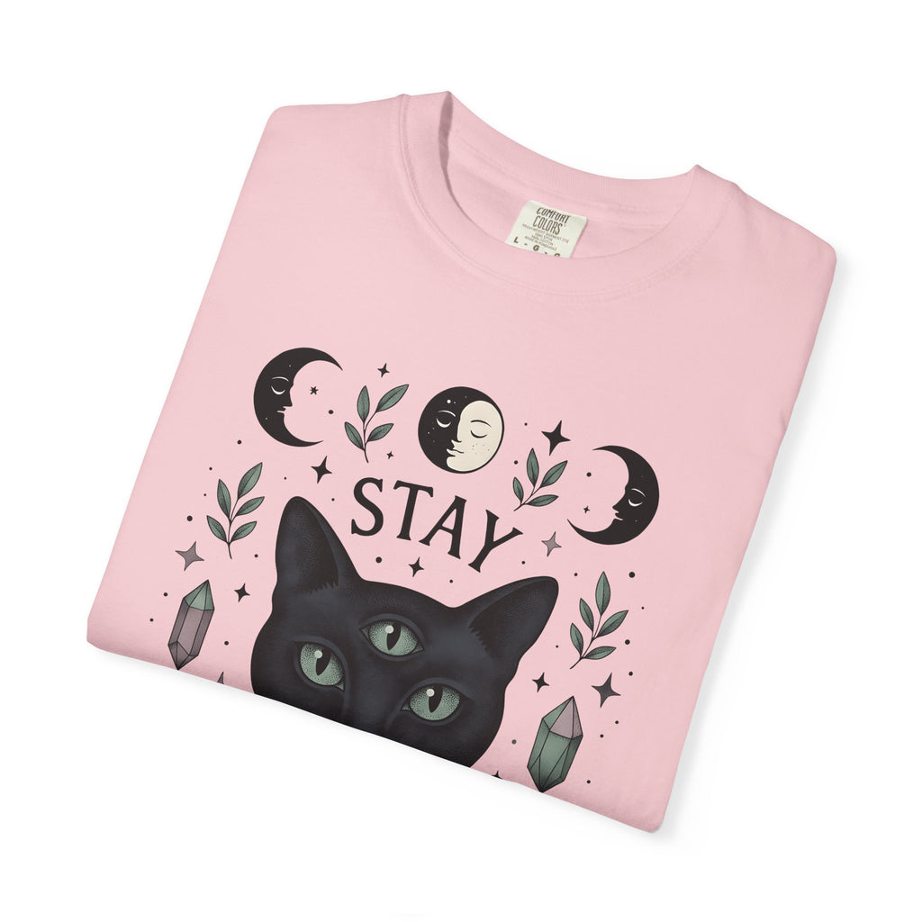 Mystical Cat Shirt Boho Chic Esoteric Gift Women Bohemian Tee Cat T-Shirt Hippie Fan Tribal Tshirt Occult Graphic Line Art Quartz Tshirt
