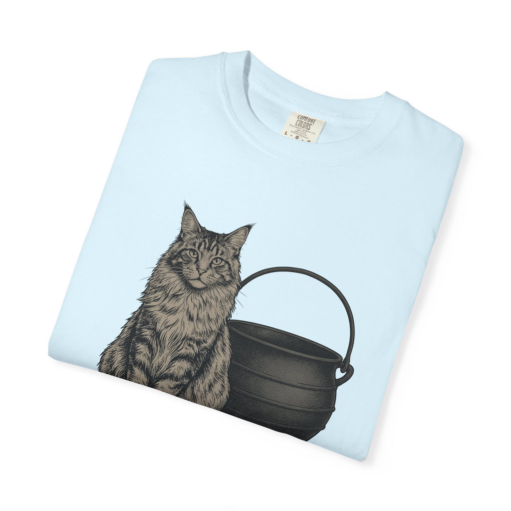 Maine Coon Kitten Shirt Cat Witchcraft Gift Women Sketch Tee Kitten T-Shirt Cat Fan Drawing Graphic Retro Pot Tshirt