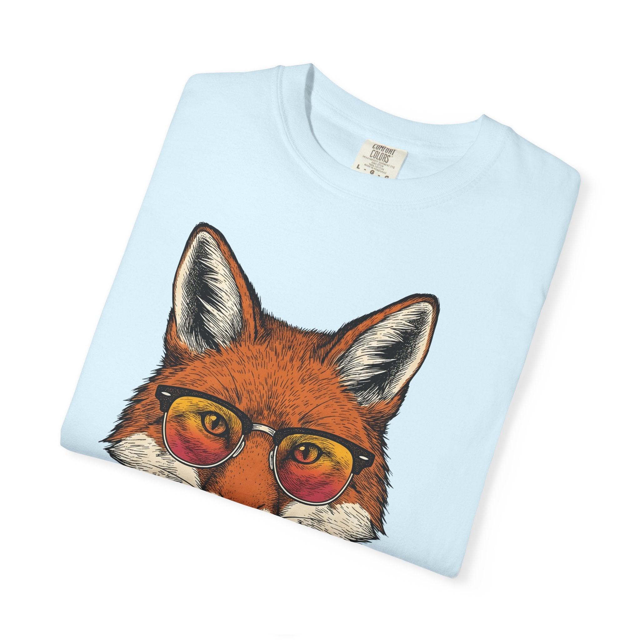 Fox Glasses Shirt Easter Animal Gift Women Hand Drawn Tee Specs T-Shirt Spring Fan Illustrated Tshirt Creature Graphic Vintage Tulip Tshirt