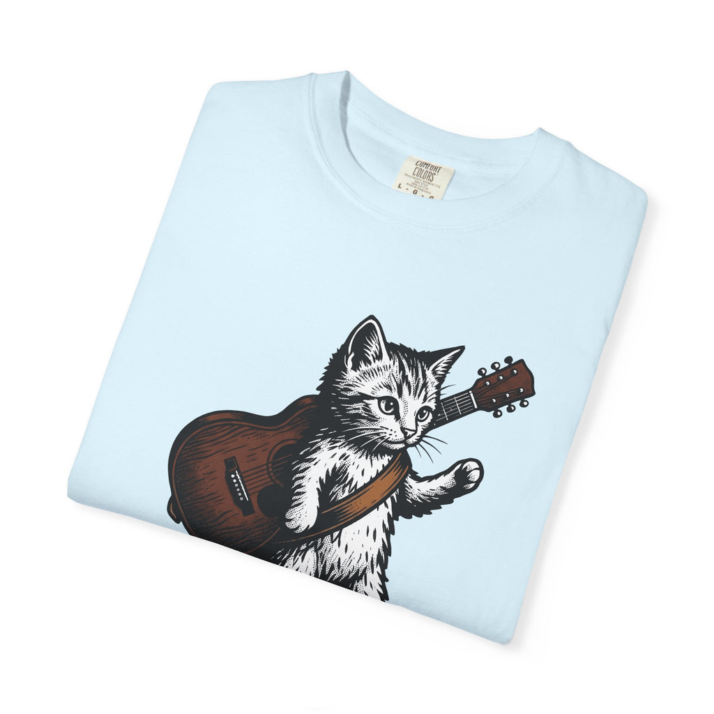 Feline Guitar Shirt Cat Sound Gift Women Classic Tee Cat Guitar T-Shirt Cat Fan Feline Art Tshirt Audio Graphic Line Art Acoustic Tshirt