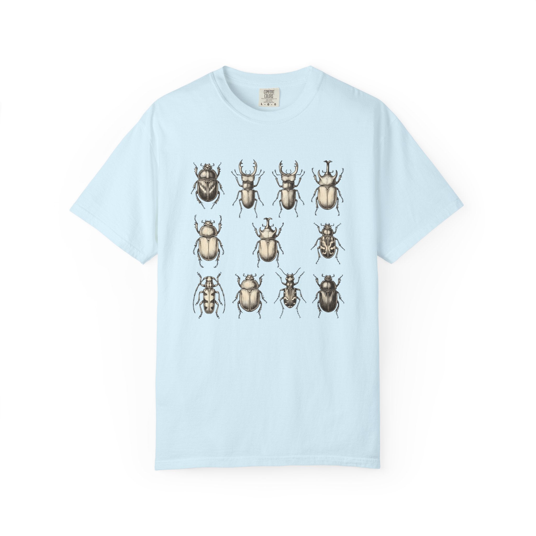 Beetle Art Shirt Cottagecore Plants Gift Women Sketch Tee Insect T-Shirt Cottage Fan Drawing Graphic Cartoon Beetle Tshirt