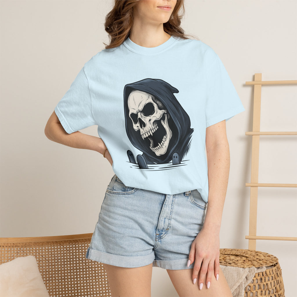 Grim Reaper Shirt Halloween Spooky Gift Women Tattoo Style Tee Death Harvester T-Shirt Horror Fan Dark Art Tshirt Creepy Graphic Gothic