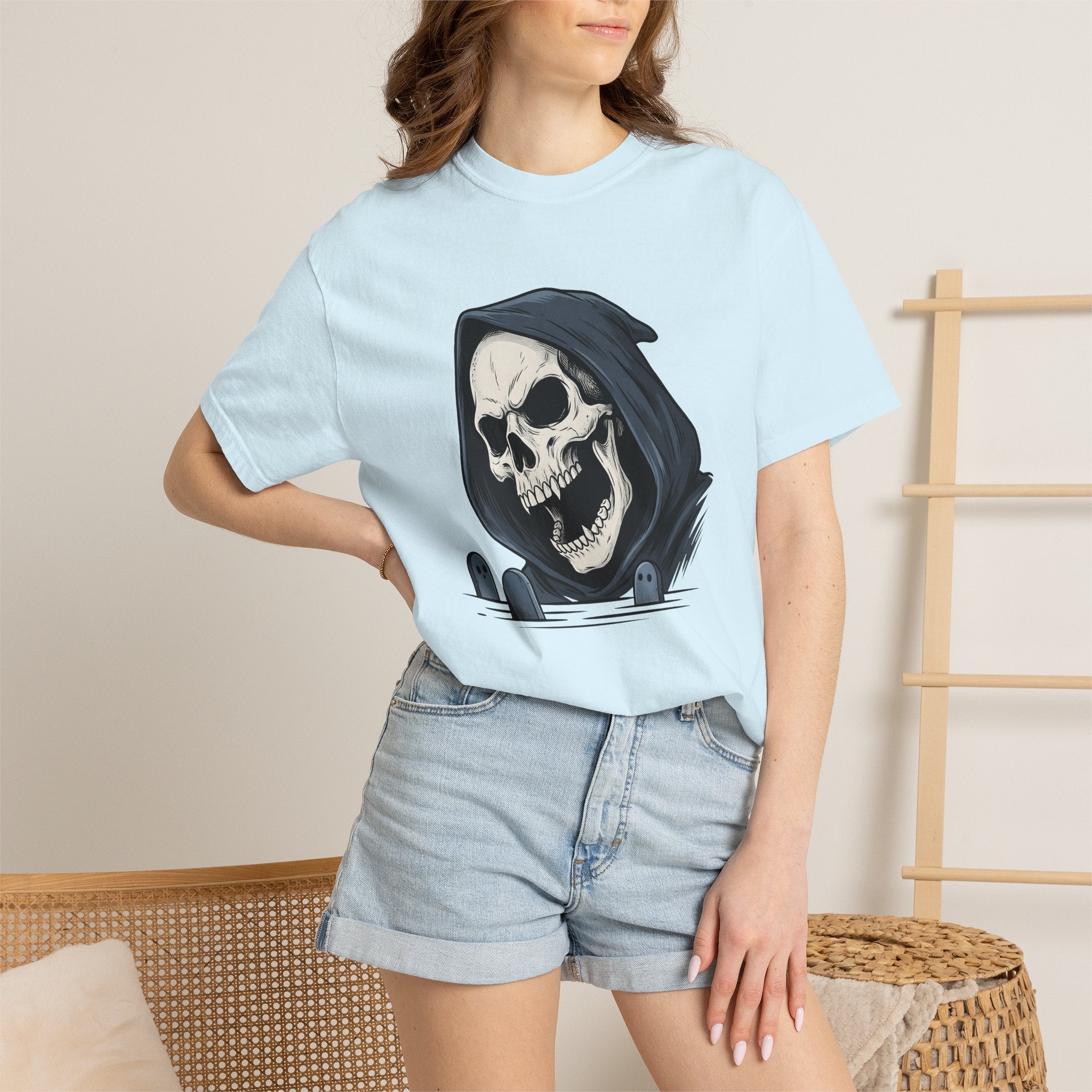 Grim Reaper Shirt Halloween Spooky Gift Women Tattoo Style Tee Death Harvester T-Shirt Horror Fan Dark Art Tshirt Creepy Graphic Gothic
