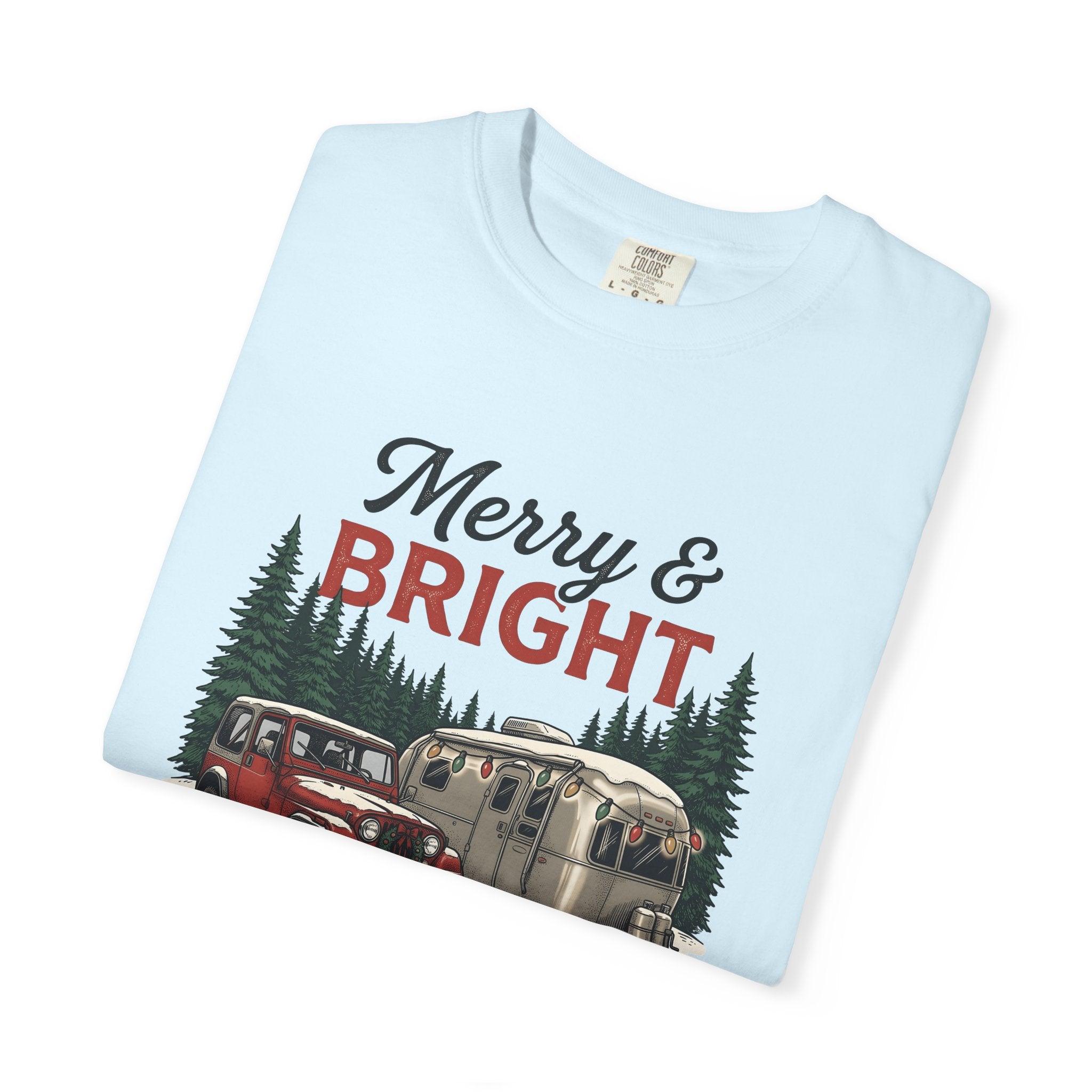 Camper Van Shirt Christmas Camping Gift Women Vintage Tee Motorhome T-Shirt Holiday Fan Retro Tshirt Outdoor Graphic Hand Drawn Christmas