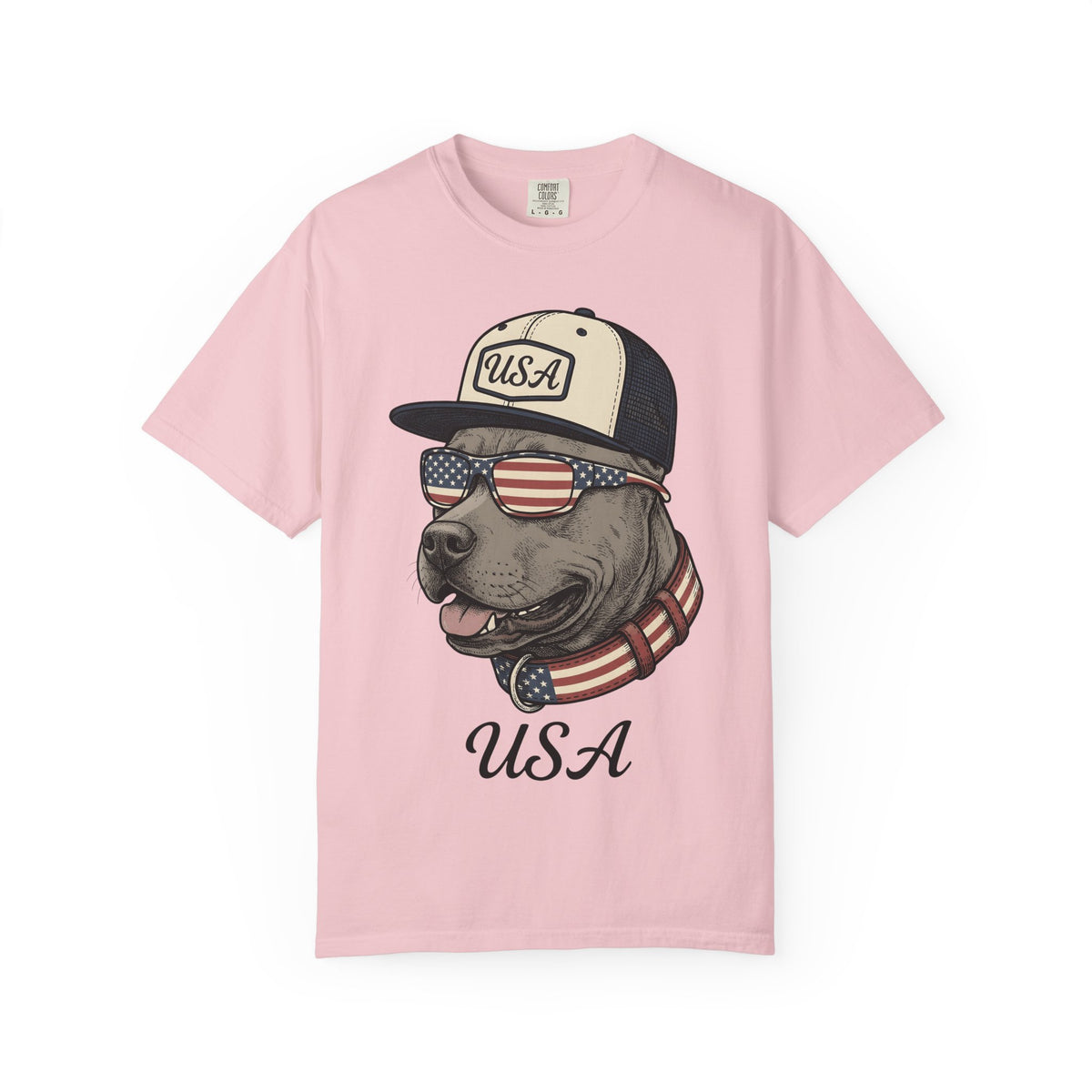 Flag Dog Shirt Dog America Gift Women Classic Tee Bulldog T-Shirt Dog Fan Puppy Tshirt Patriotic Graphic Line Art Specs Tshirt