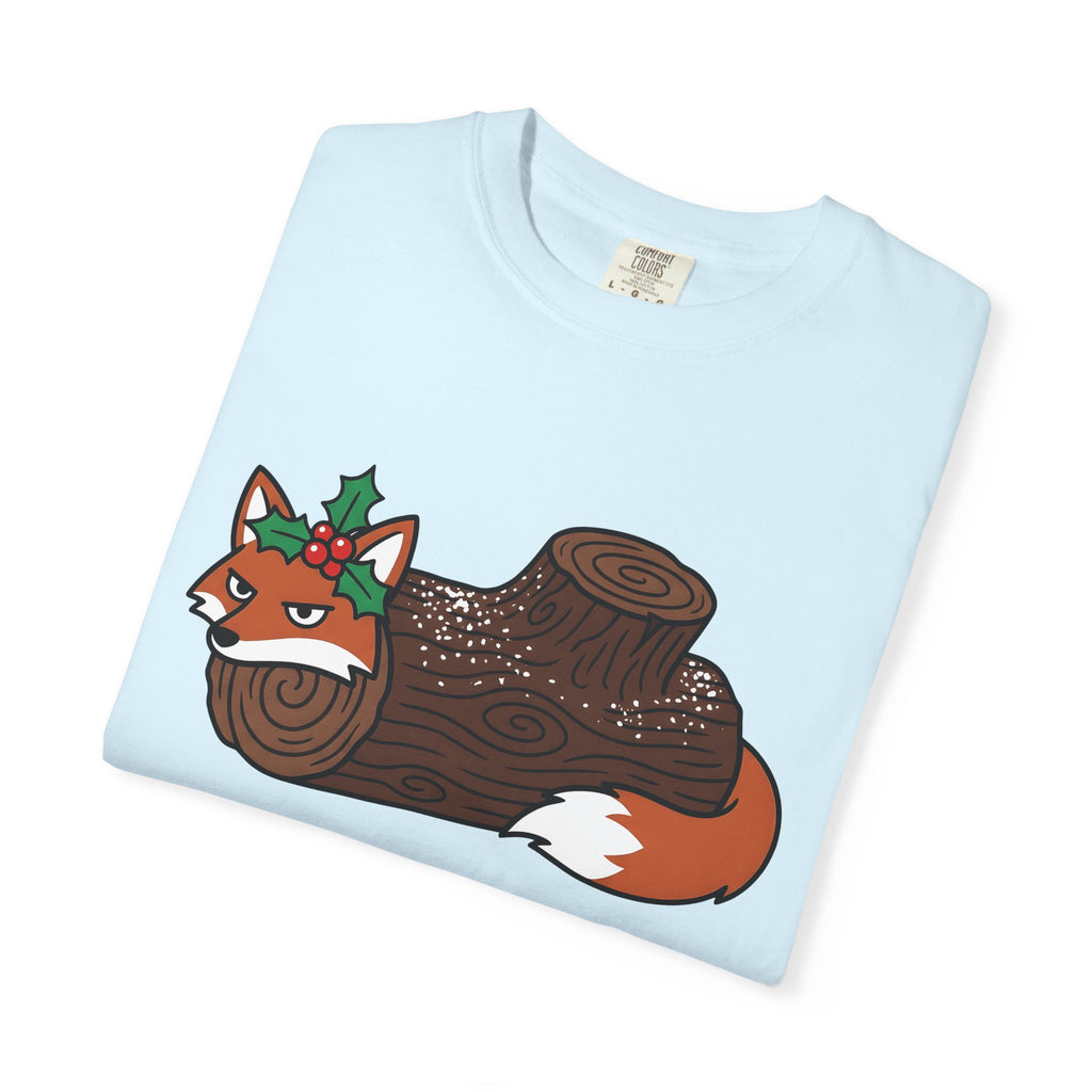 Fox Log Shirt Christmas Animal Gift Women Cartoon Tee Log T-Shirt Xmas Fan Comic Tshirt Wildlife Graphic Minimalist Holly Tshirt