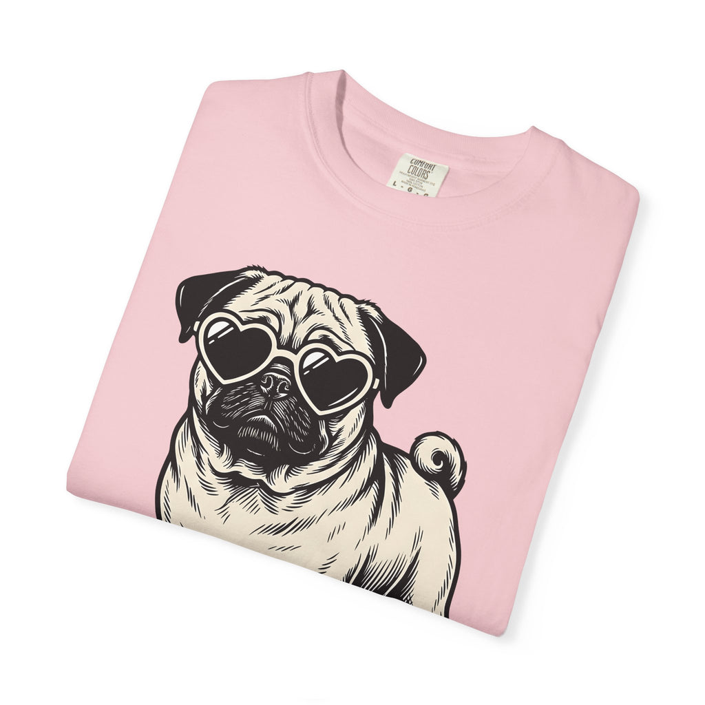 Pug Puppy Shirt Dog Funny Gift Women Traditional Tattoo Tee Pugs T-Shirt Dog Fan Tattooed Tshirt Humor Graphic Retro Heart Glasses Tshirt