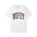American Flag Lettering Shirt America/4th Of July Spouse Gift Women Grunge Tee Typography T-Shirt Patriot Fan Distressed Tshirt Husband