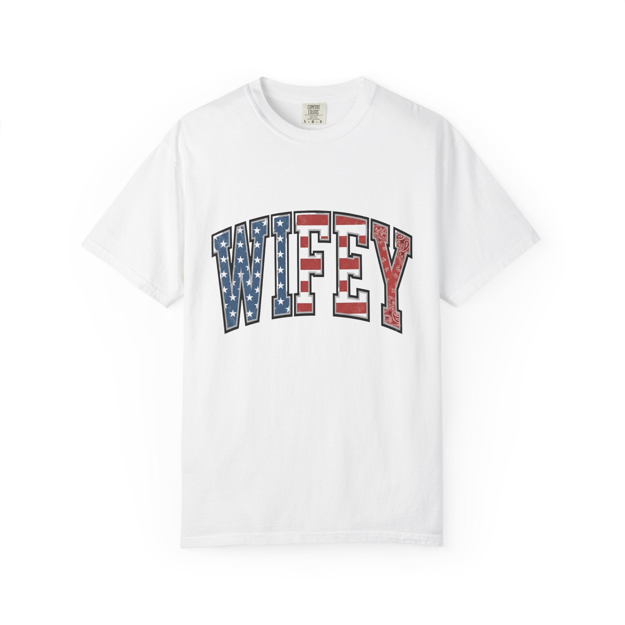 American Flag Lettering Shirt America/4th Of July Spouse Gift Women Grunge Tee Typography T-Shirt Patriot Fan Distressed Tshirt Husband