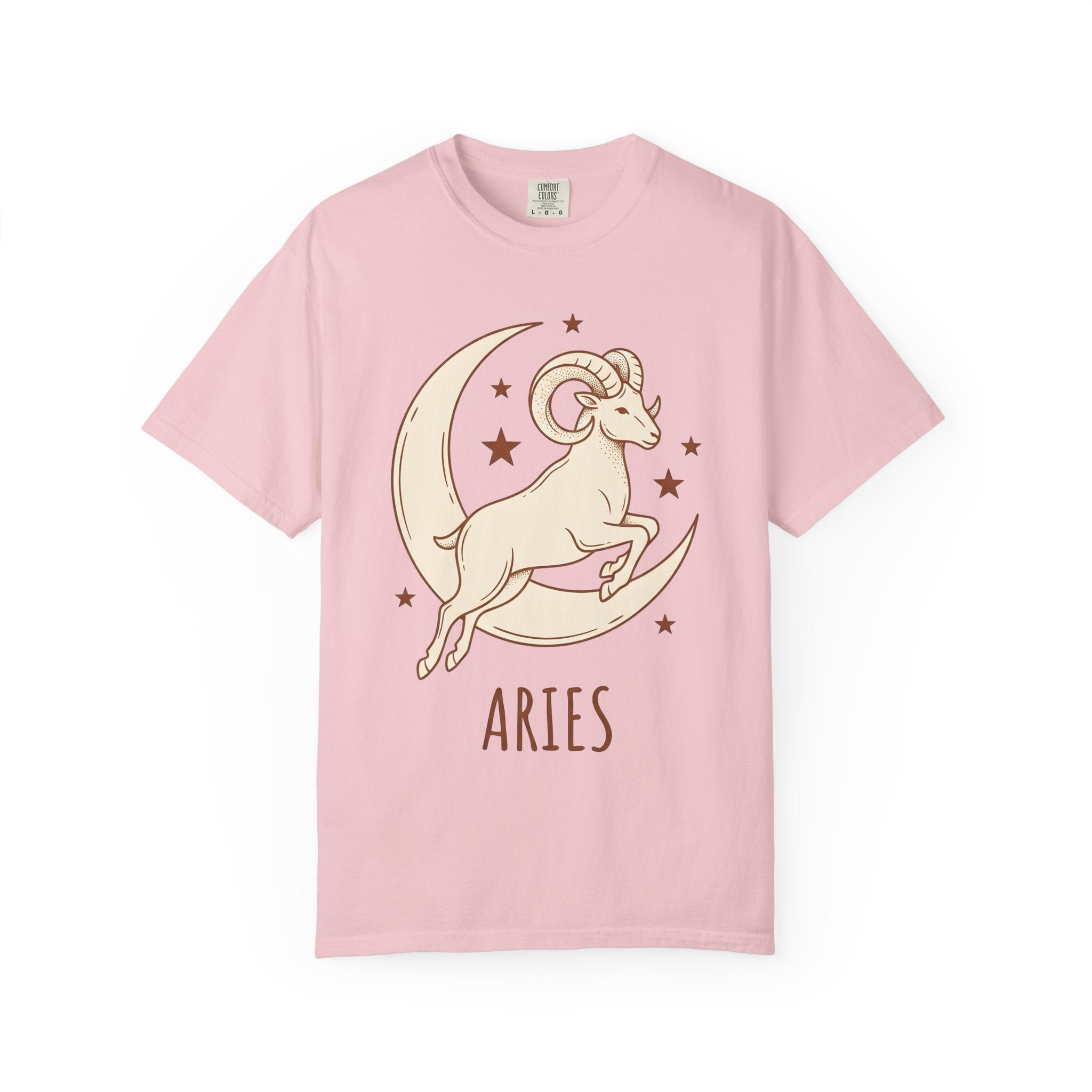 Aries Symbol Shirt Zodiac Star Sign Gift Women Gypsy Tee Ram T-Shirt Astrology Fan Boho Tshirt Horoscope Graphic Classic Lunar Crescent