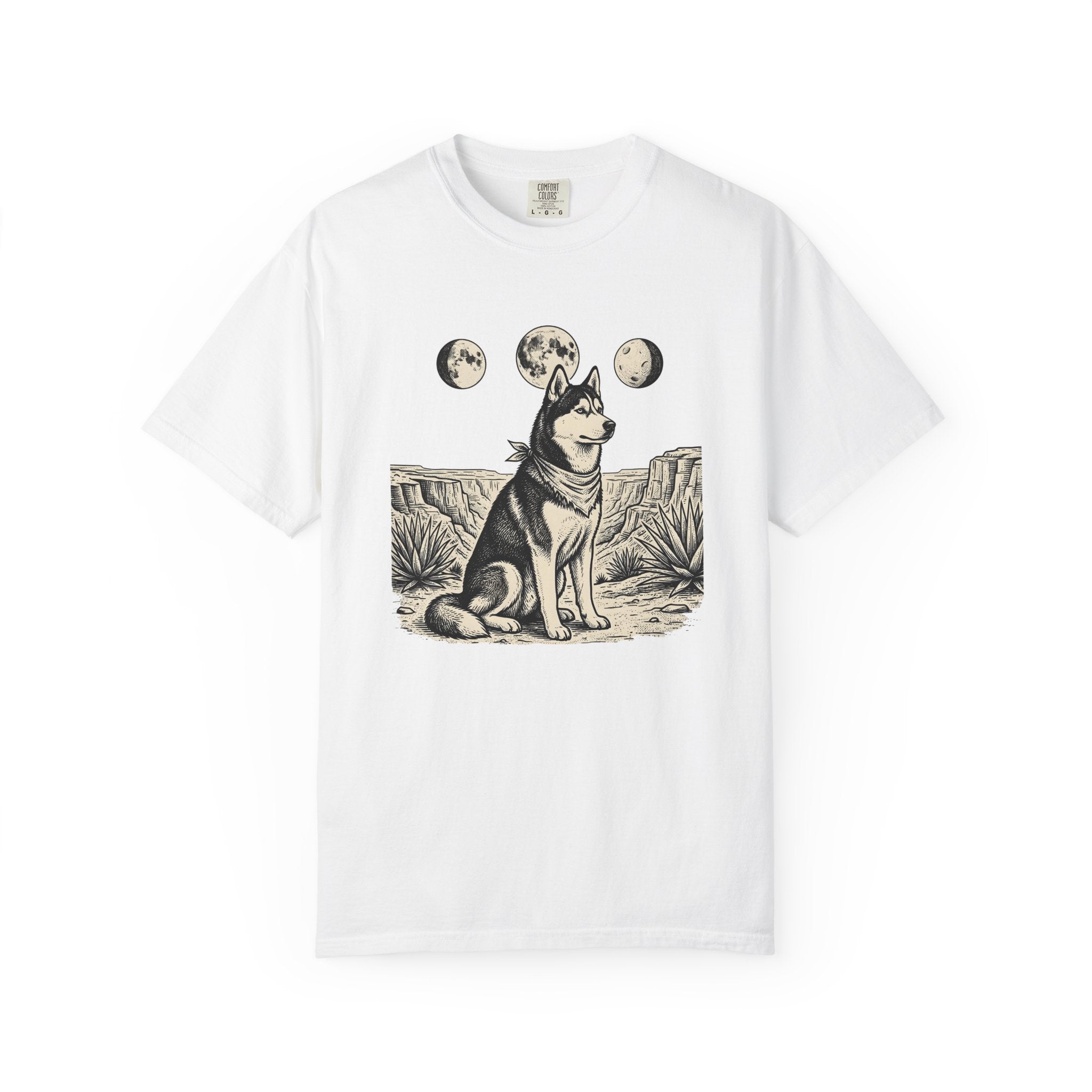 Husky Pet Shirt Dog Wilderness Gift Women Line Art Tee Siberian Husky T-Shirt Dog Owner Fan Minimalist Graphic Tshirt Doodle Moon Cycle