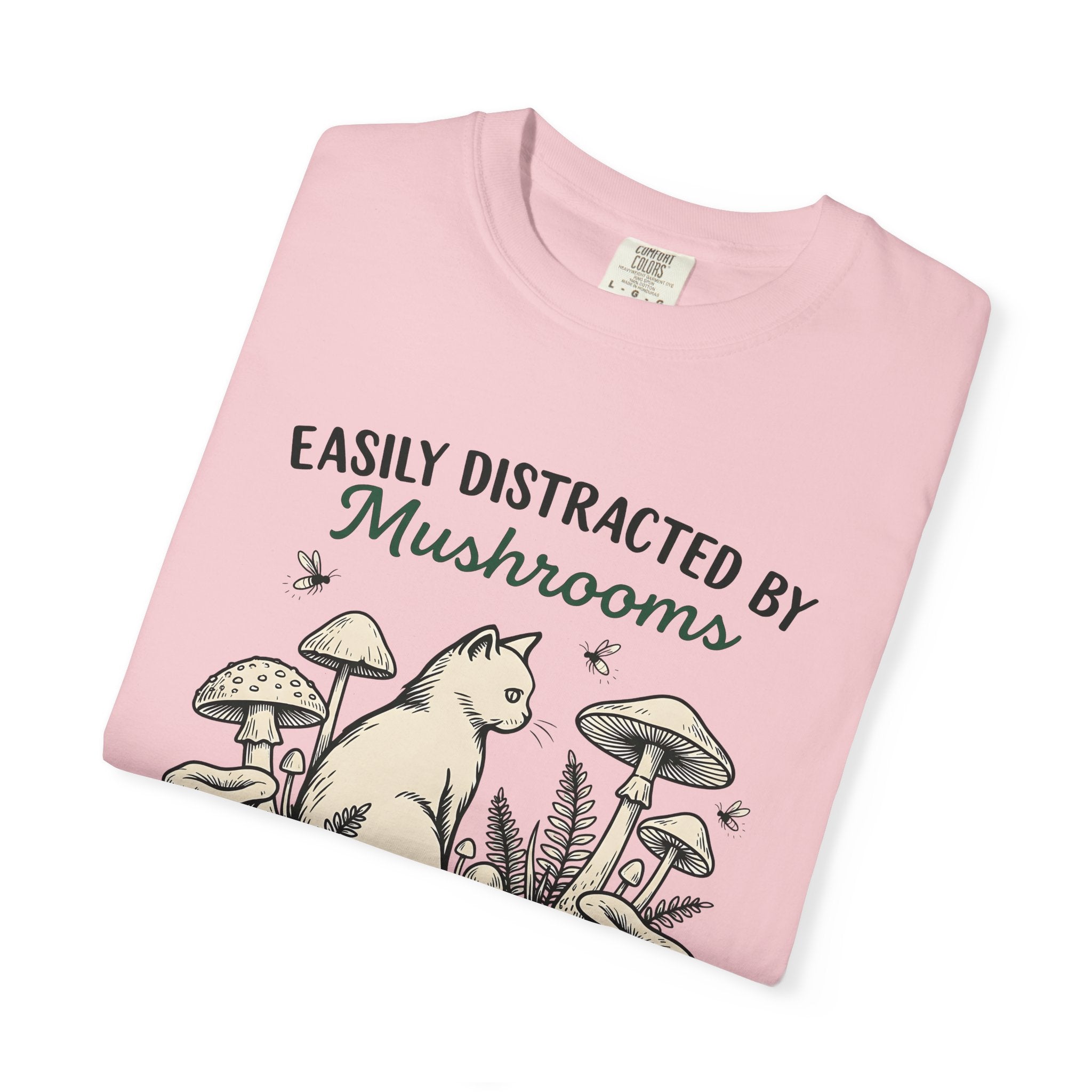 Feline Mushrooms Shirt Cat Environment Gift Women Cartoon Tee Fungal T-Shirt Cat Fan Funnies Tshirt Eco Graphic Classic Mollusk Tshirt