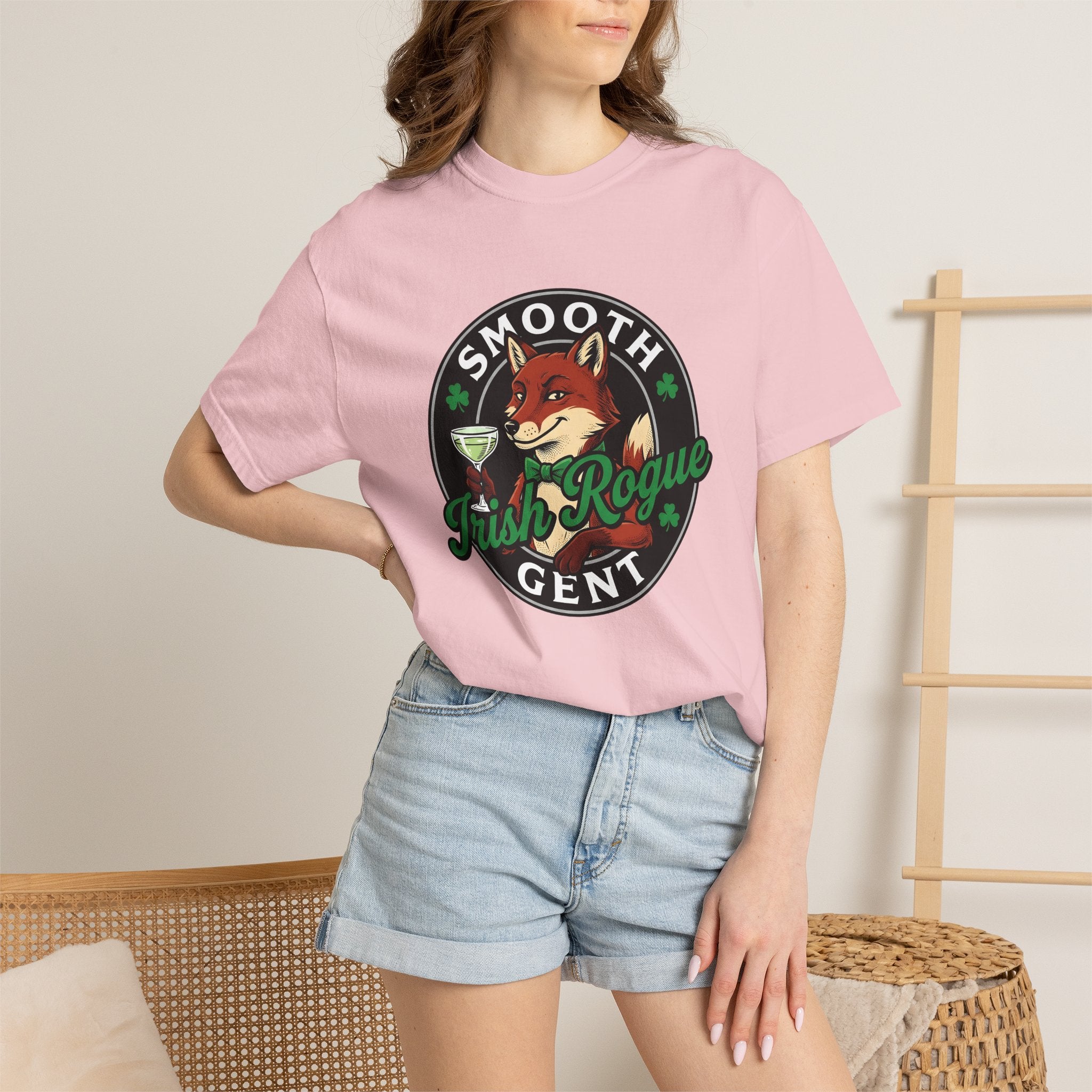 Fox Cocktail Shirt St Patrick's Day Animal Gift Women Vintage Tee Cocktail T-Shirt Patrick's Day Fan Retro Tshirt Creature Graphic Hand